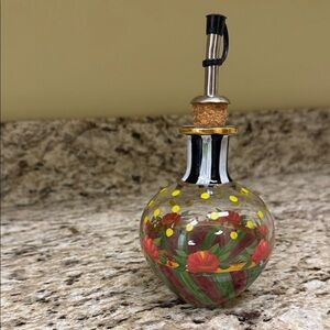 MacKenzie-Childs Red and Yellow Floral Glass Dispenser